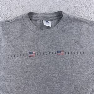 Chicago Shirt Mens M Gray American Flag USA City Tourist Souvenir Tee AAA